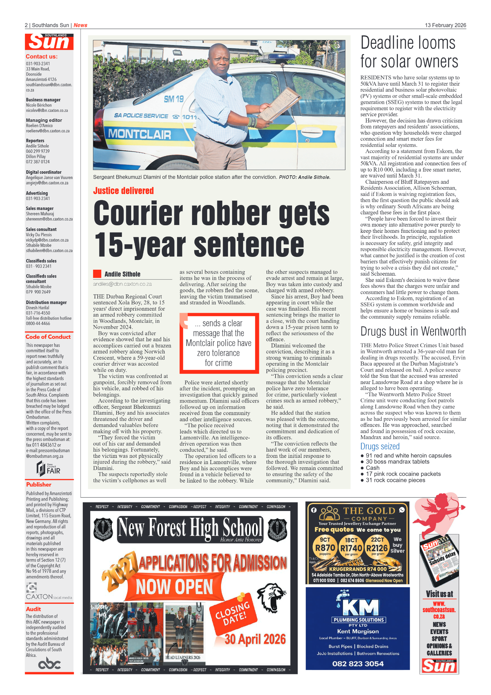 Southlands Sun 13 February 2026 page 2