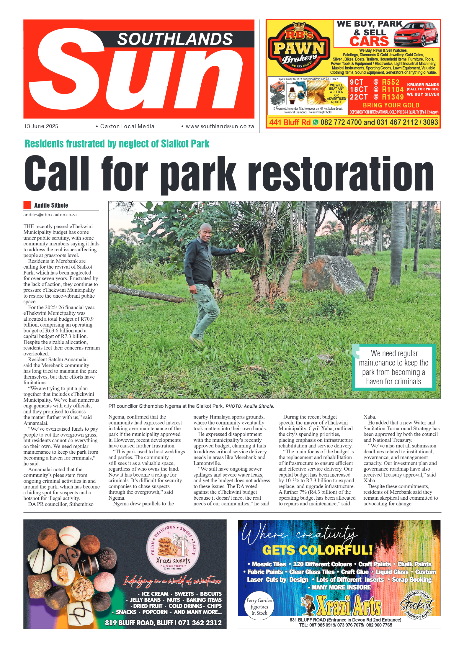 Southlands Sun 13 June 2025 page 1