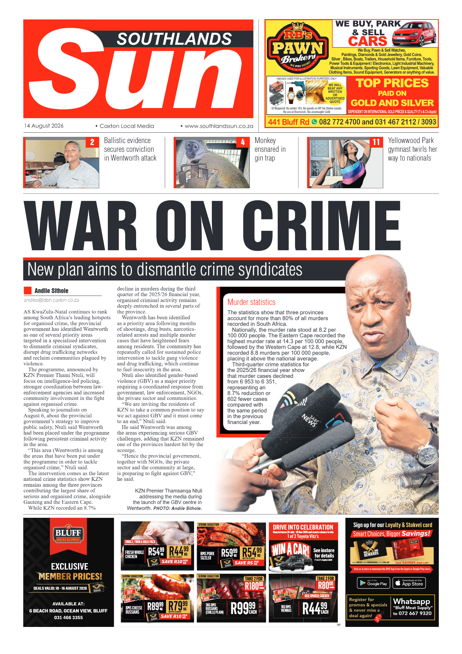 Southlands Sun 14 August 2026 page 1