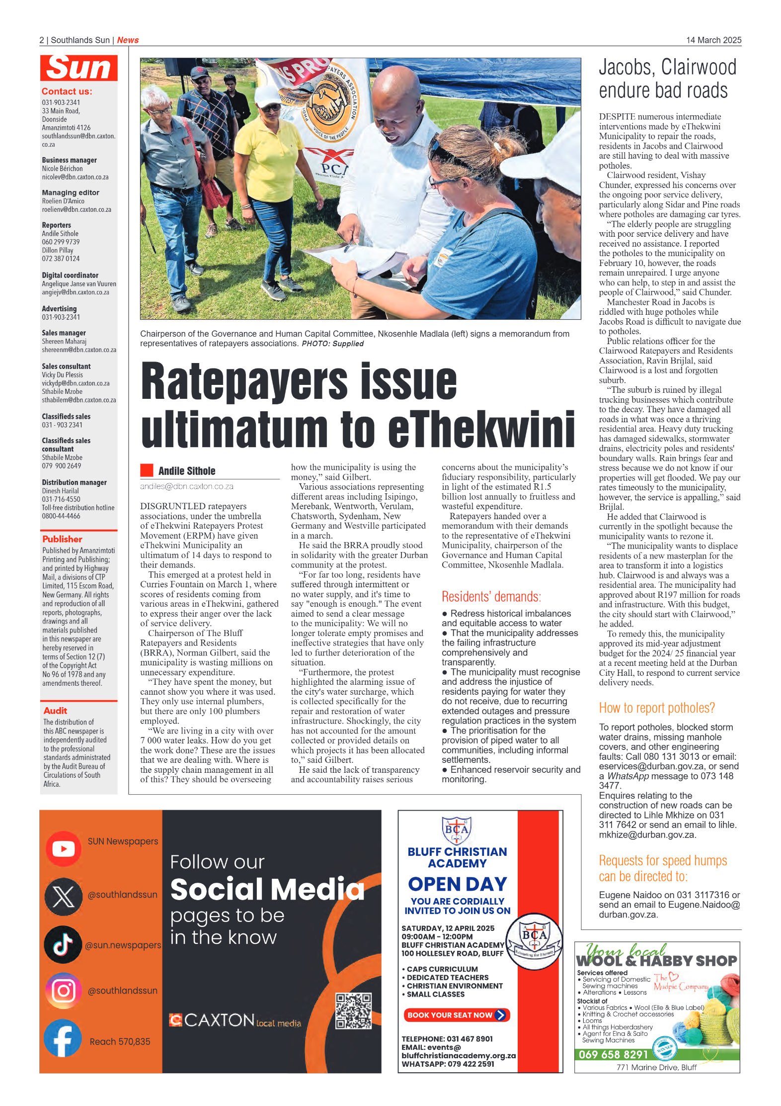 Southlands Sun 14 March 2025 page 2
