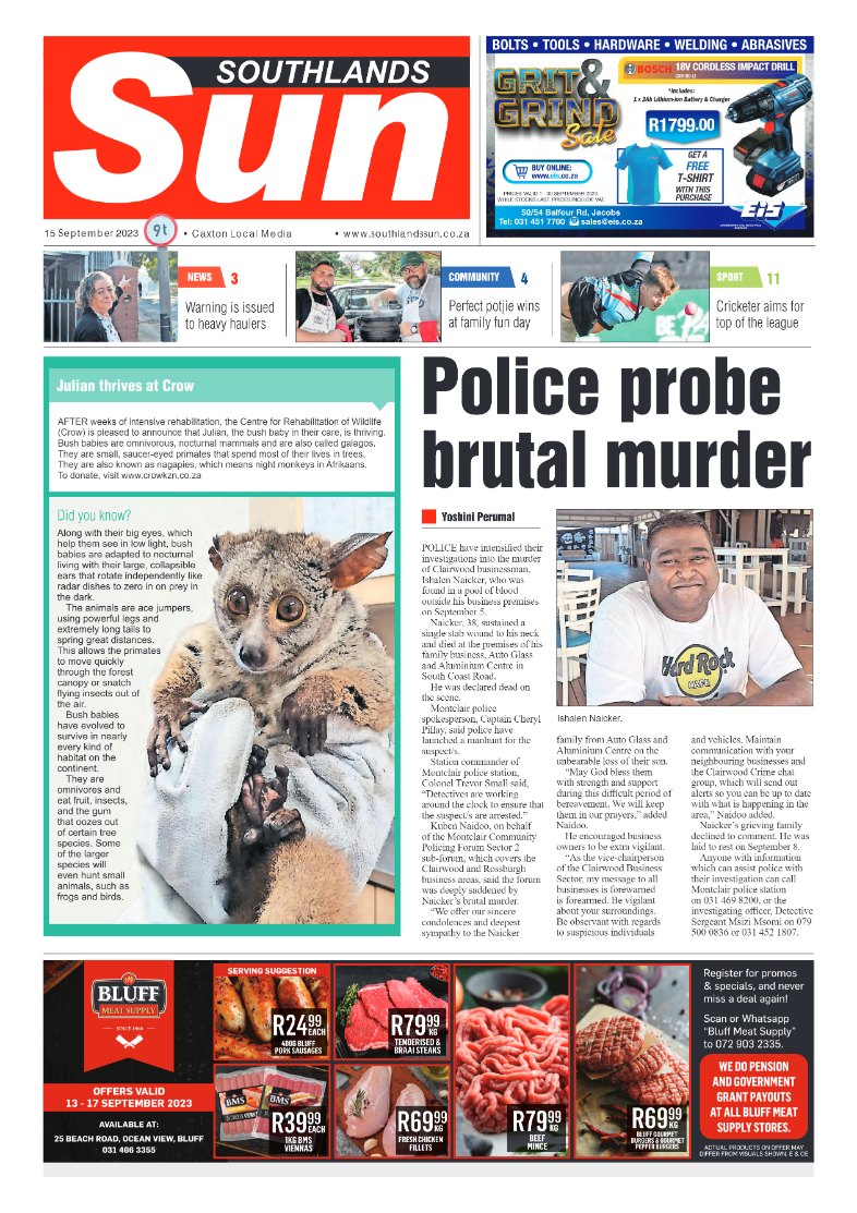 Southlands Sun 15 September 2023 page 1