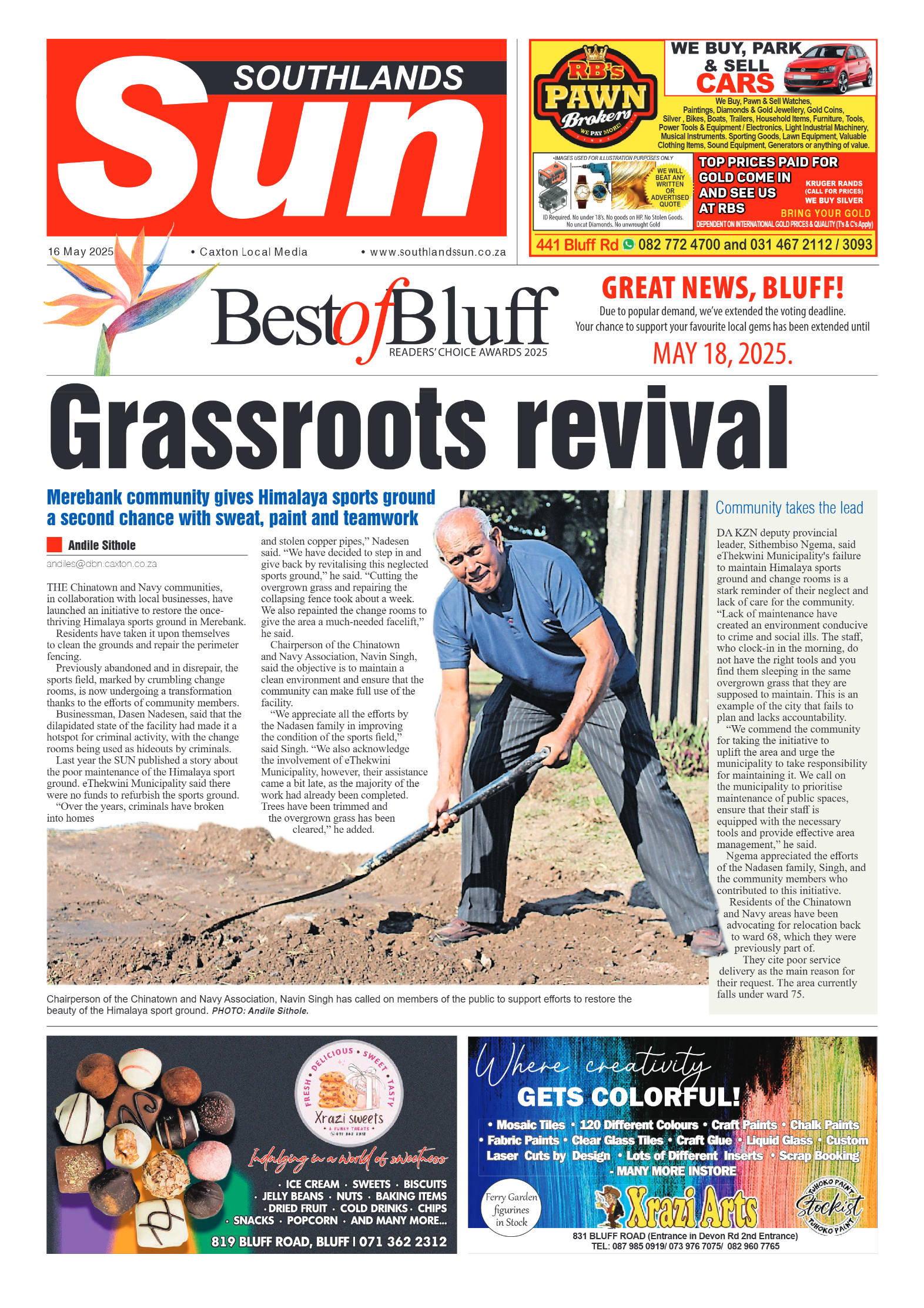 Southlands Sun 16 May 2025 page 1