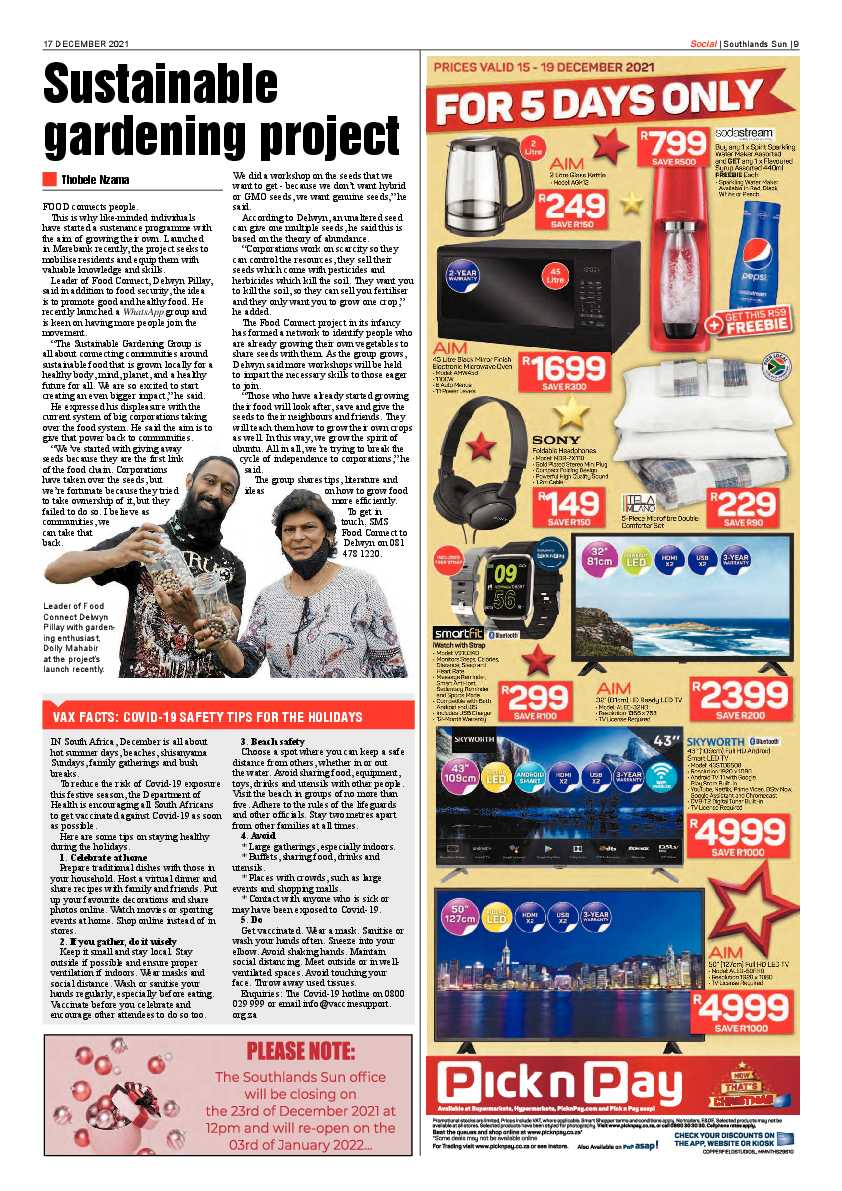 Southlands Sun 17 December 2021 page 9