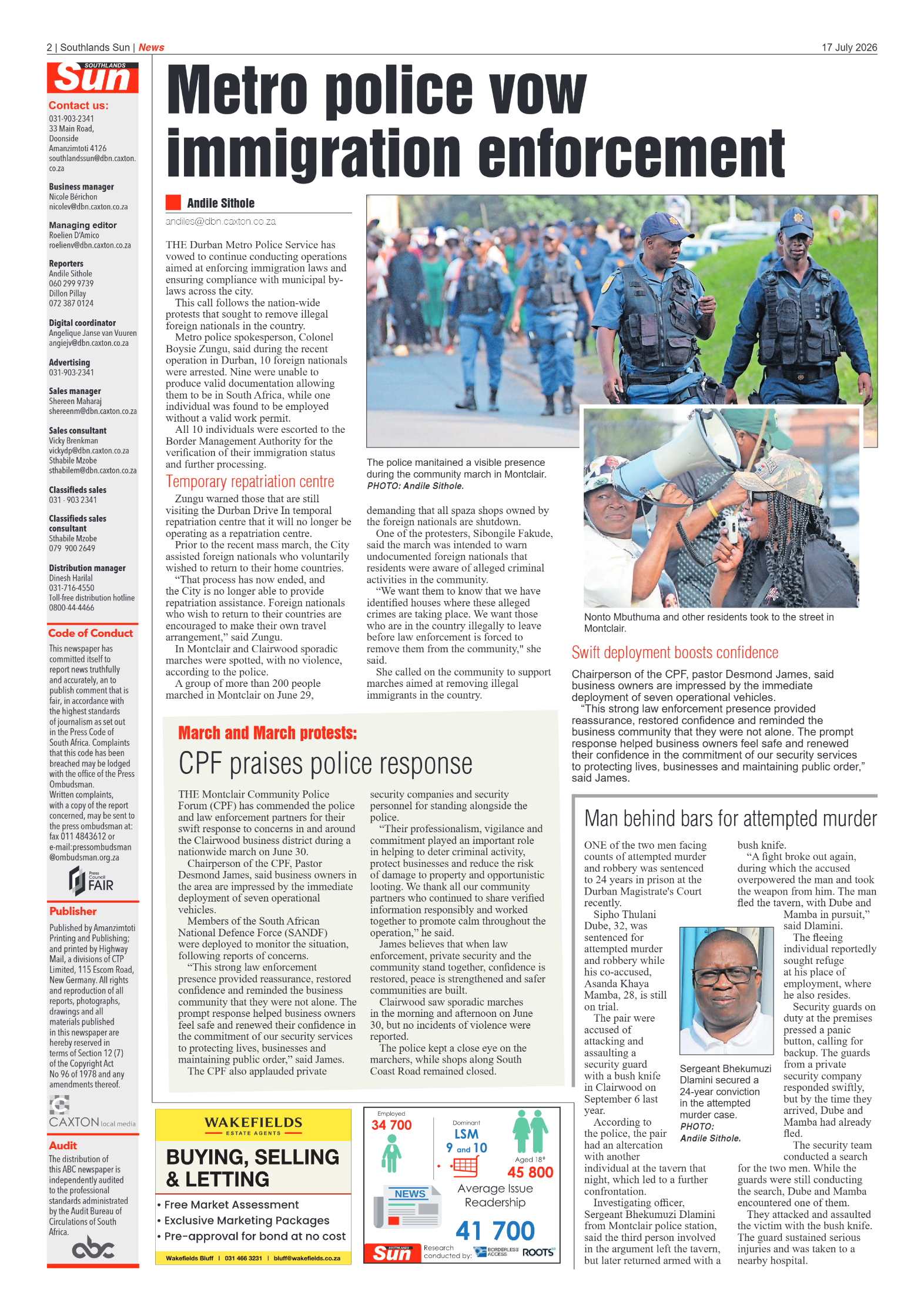 Southlands Sun 17 July 2026 page 2