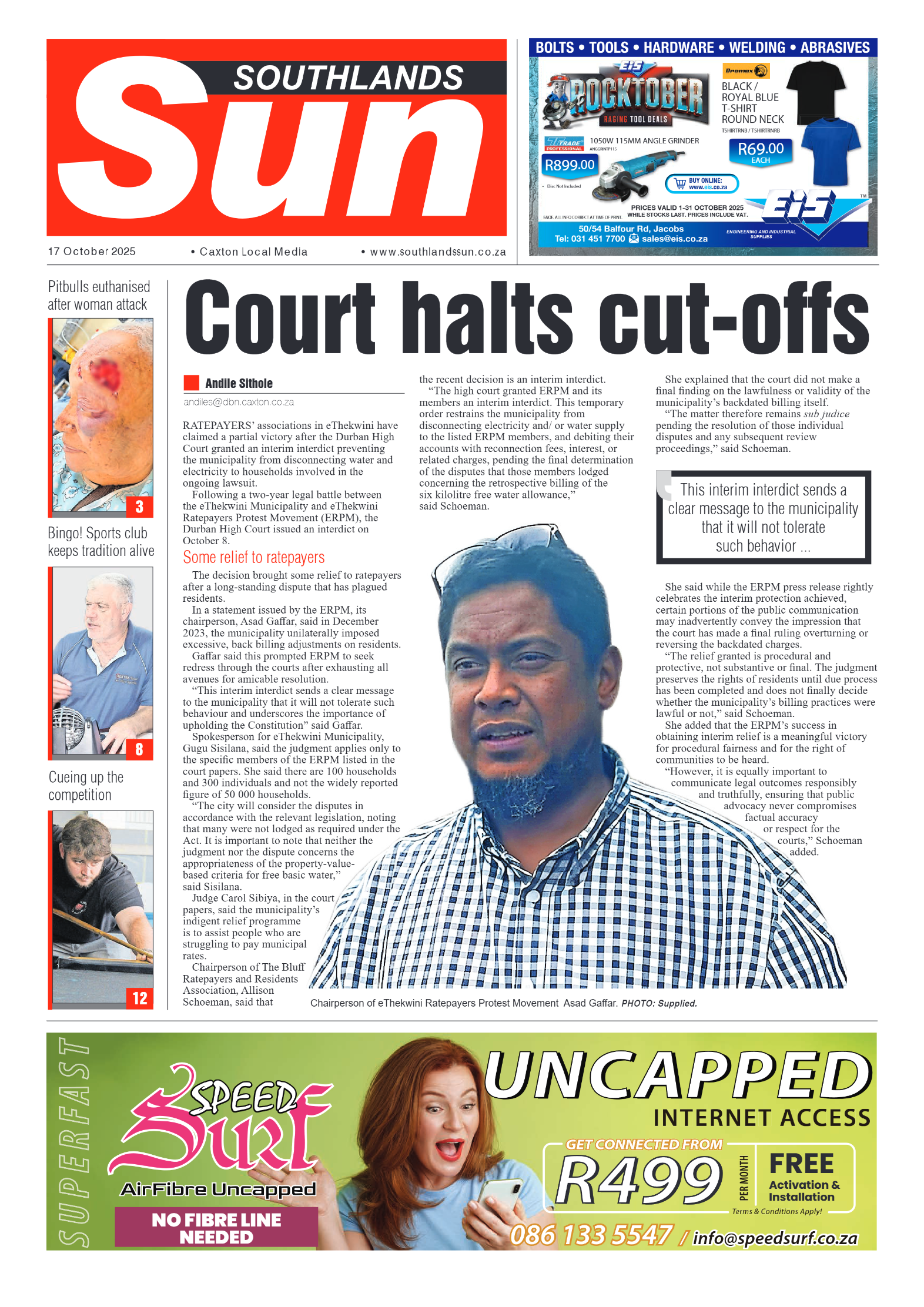 Southlands Sun 17 October 2025 page 1