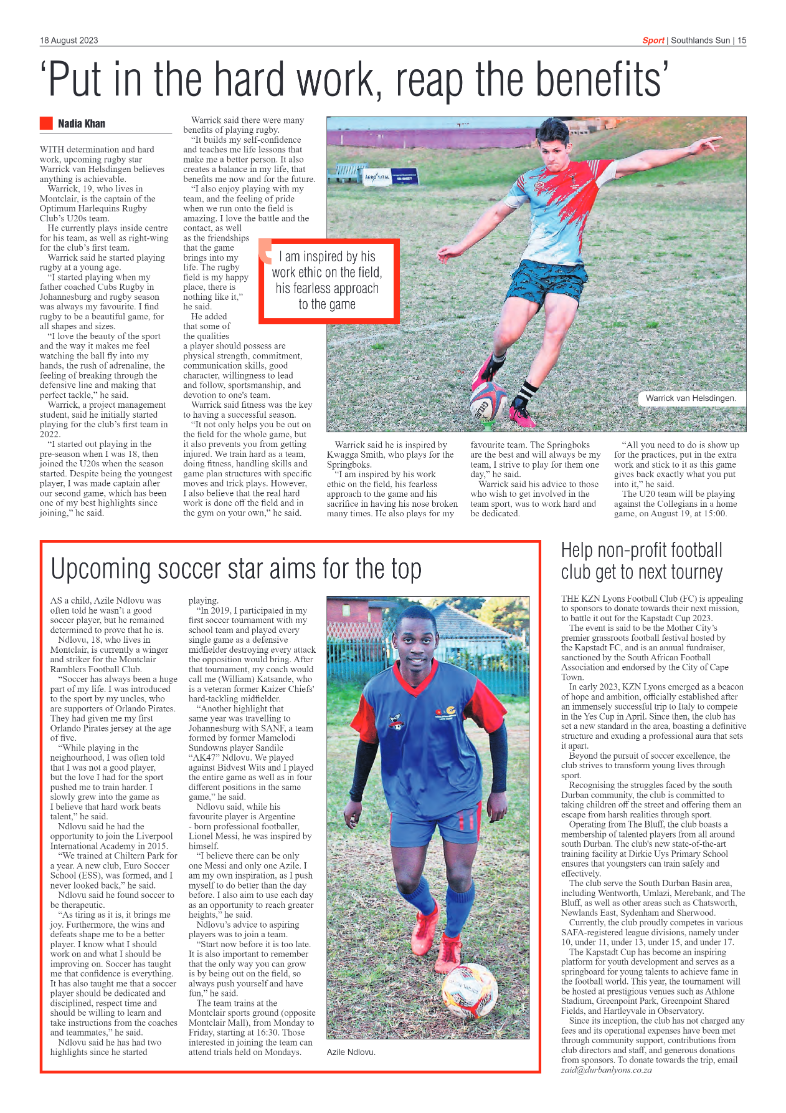 Southlands Sun 18 August 2023 page 15