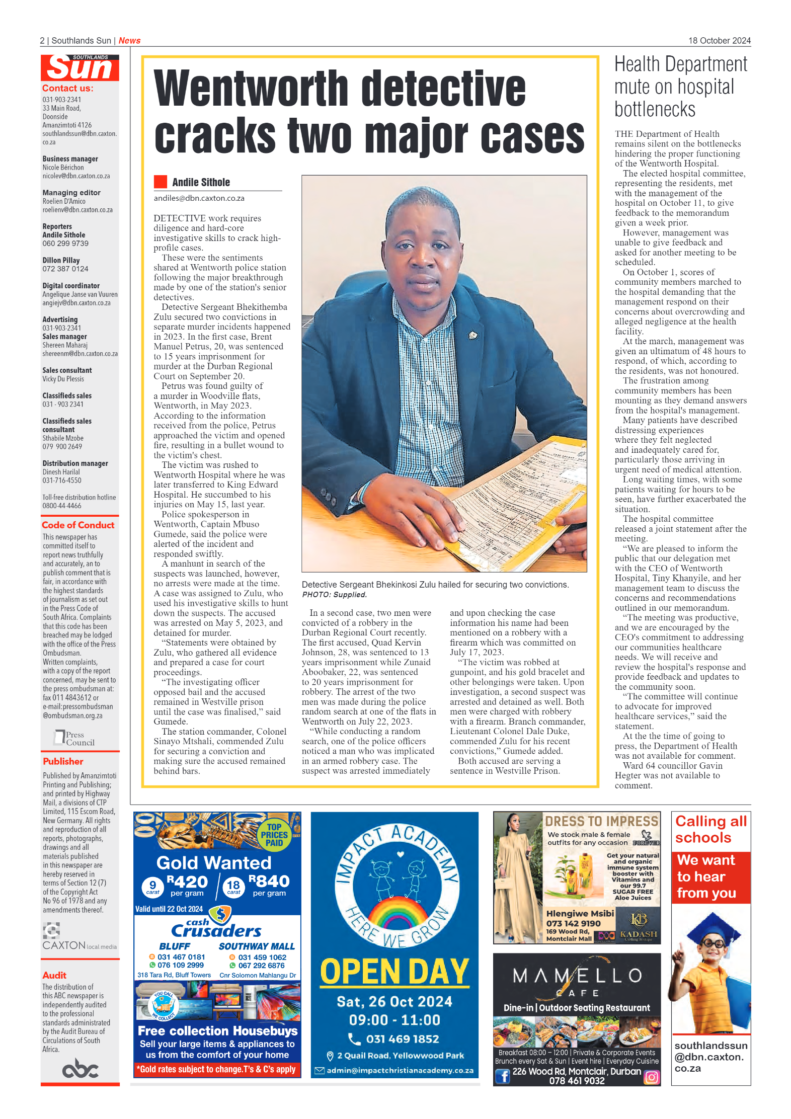 Southlands Sun 18 October 2024 page 2