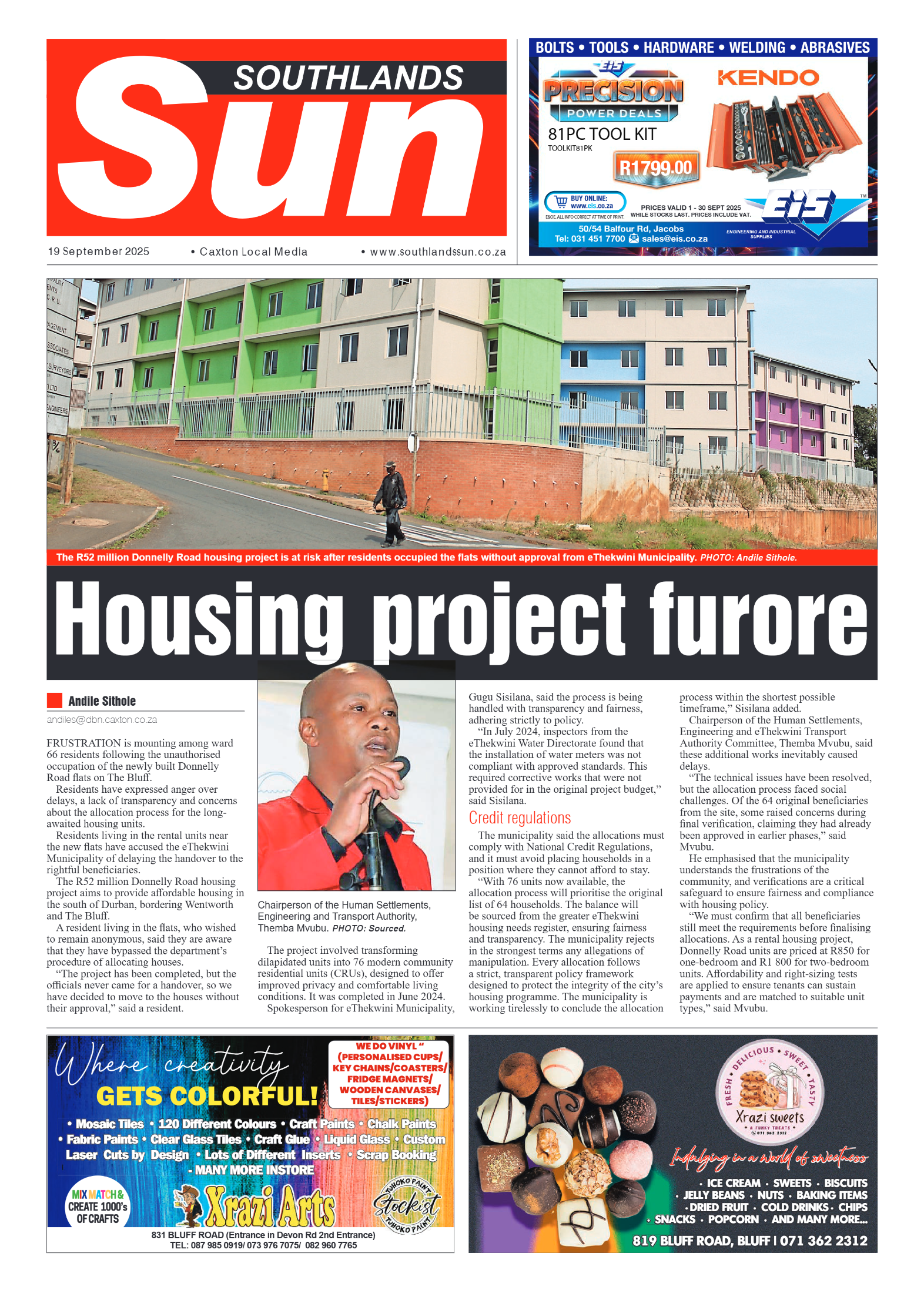 Southlands Sun 19 September 2025 page 1