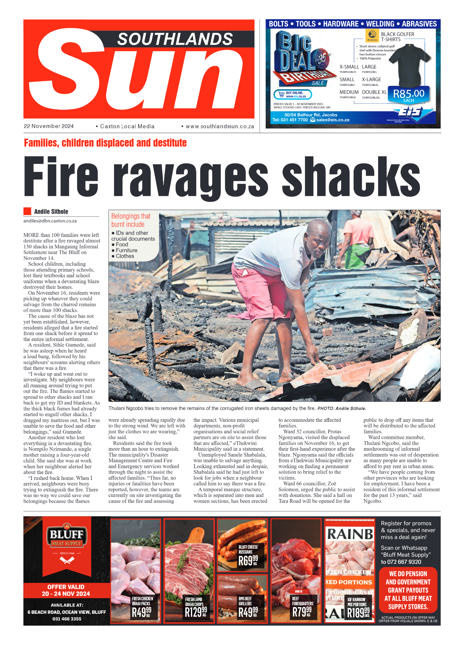 Southlands Sun 22 November 2024 page 1