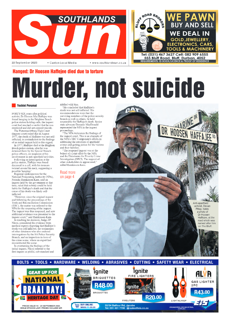 Southlands Sun 22 September 2023 page 1