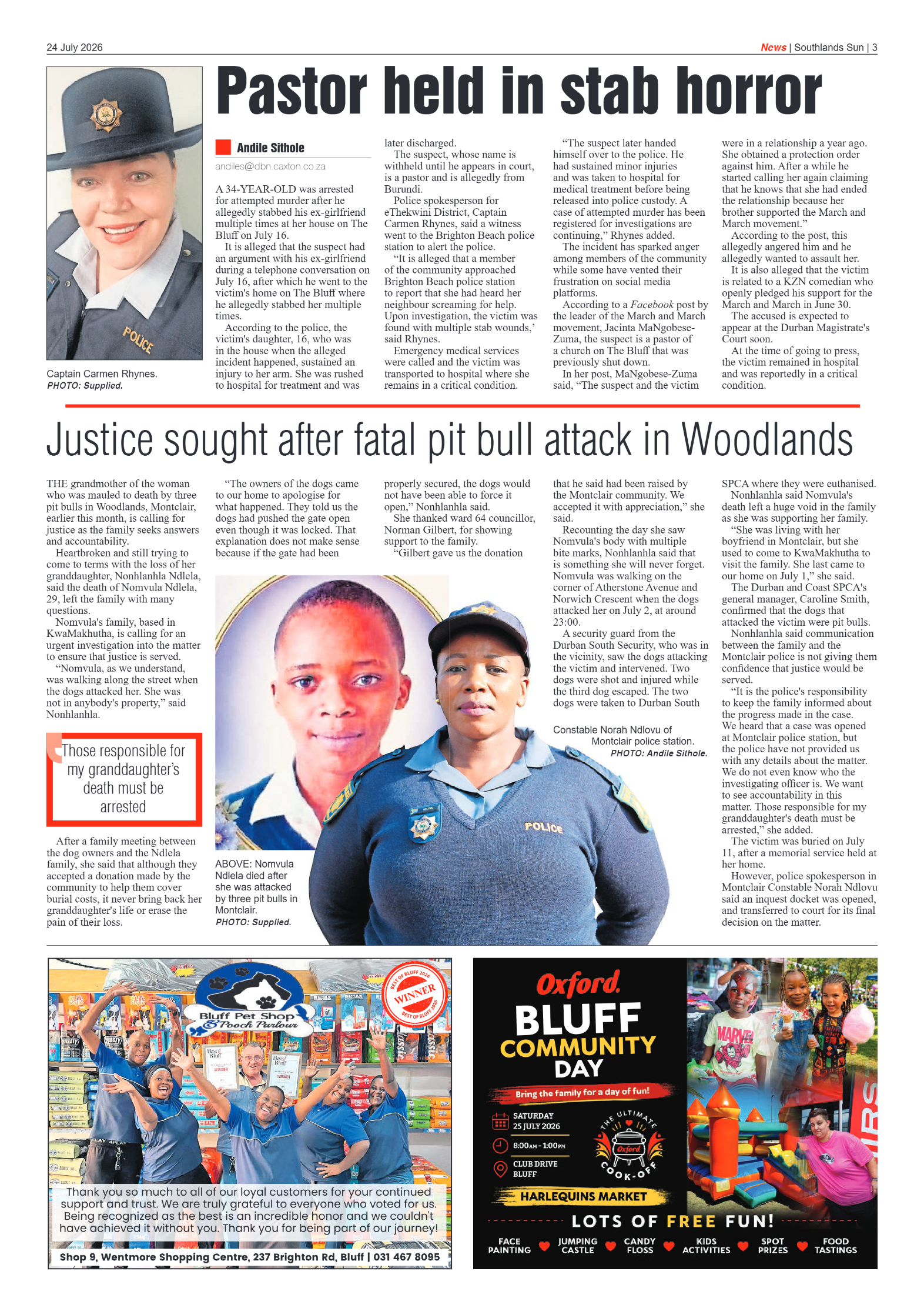 Southlands Sun 24 July 2026 page 3