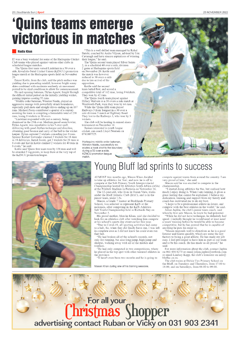Southlands Sun 25 November 2022 page 20