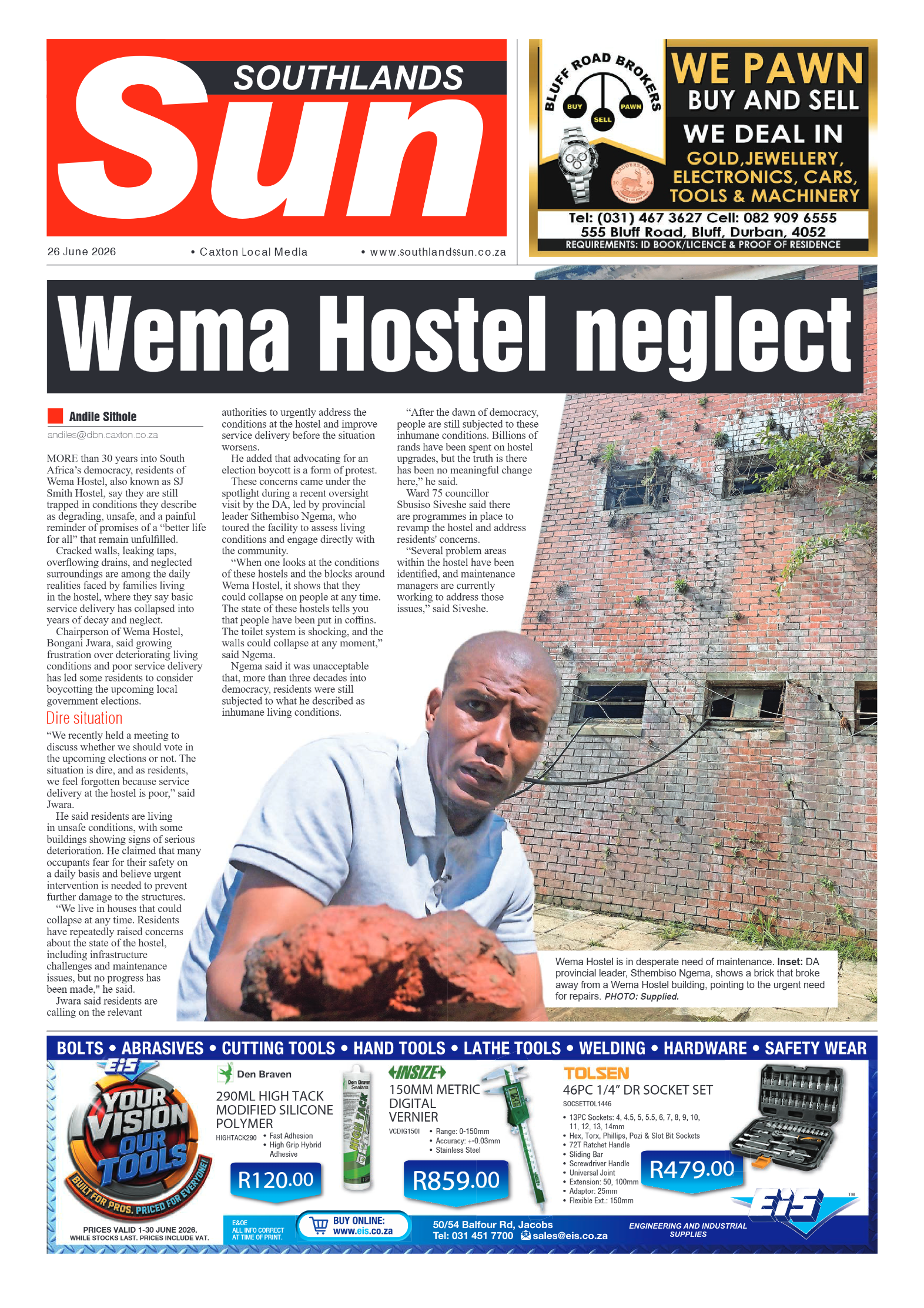 Southlands Sun 26 June 2026 page 1