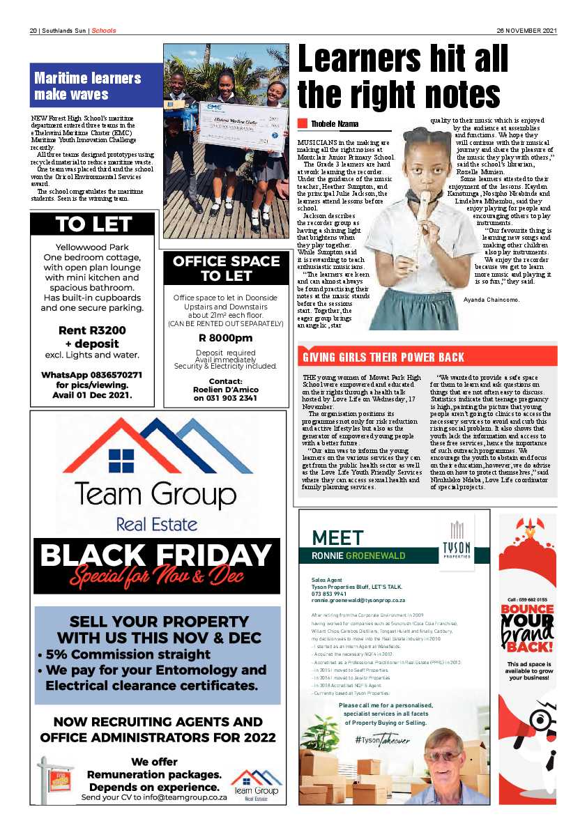 Southlands Sun 26 November 2021 page 20