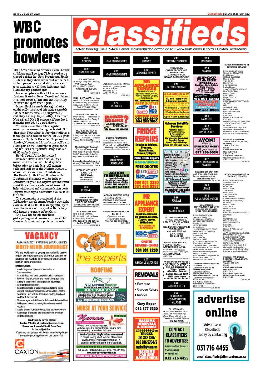 Southlands Sun 26 November 2021 page 23