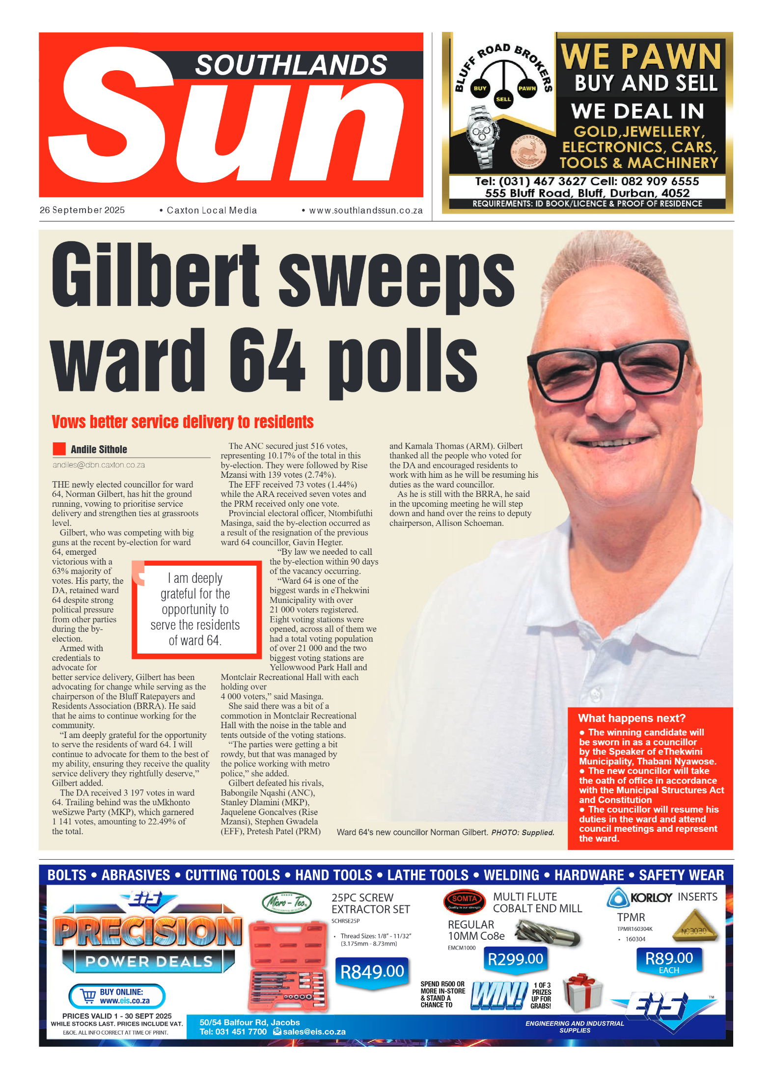 Southlands Sun 26 September 2025 page 1