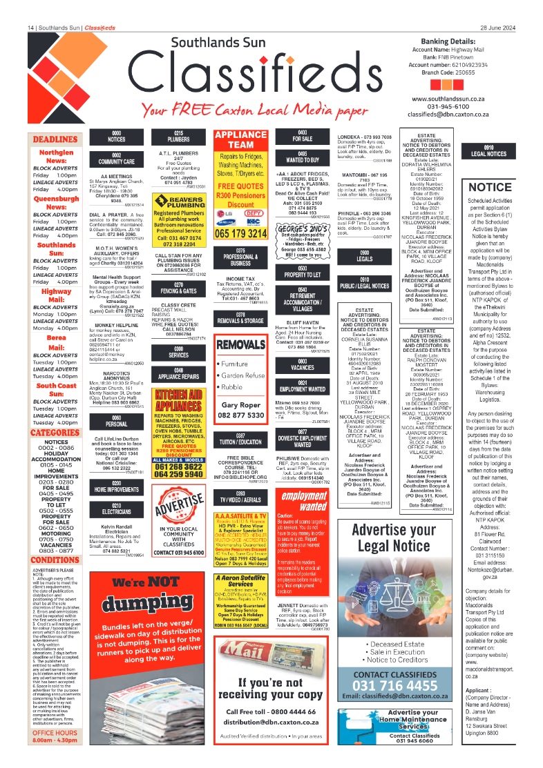 Southlands Sun 28 June 2024 page 14