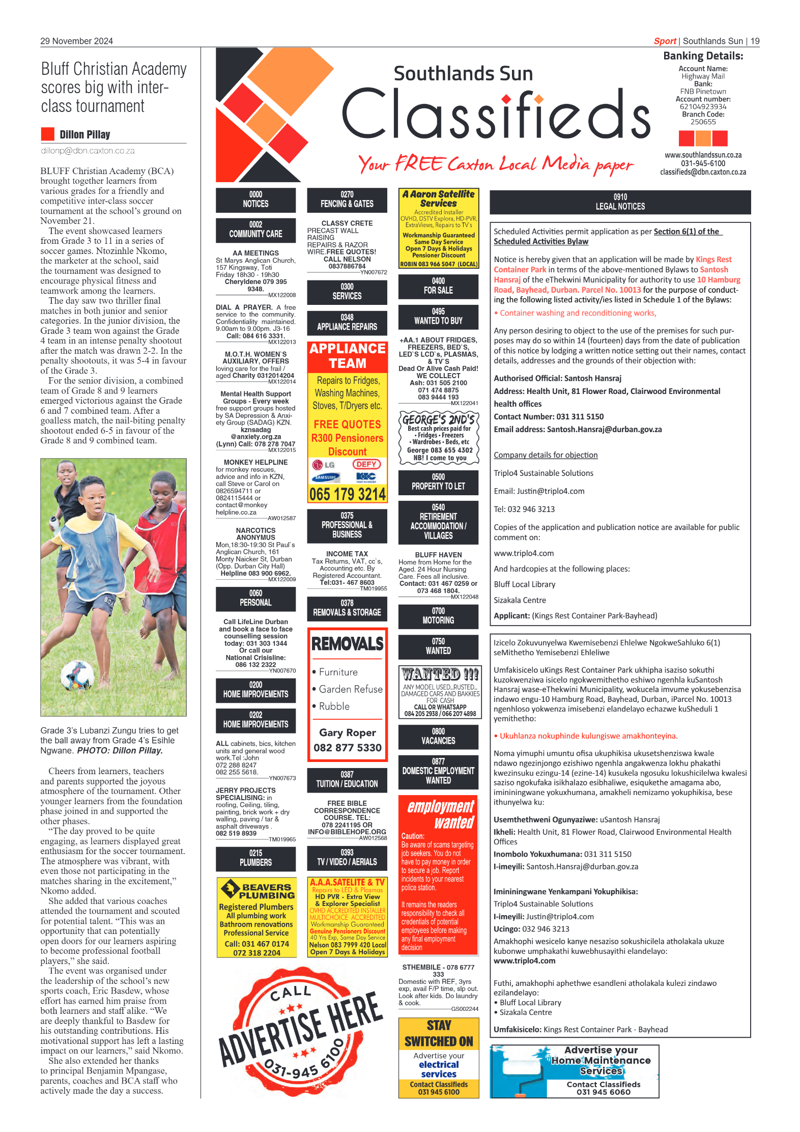 Southlands Sun 29 November 2024 page 19
