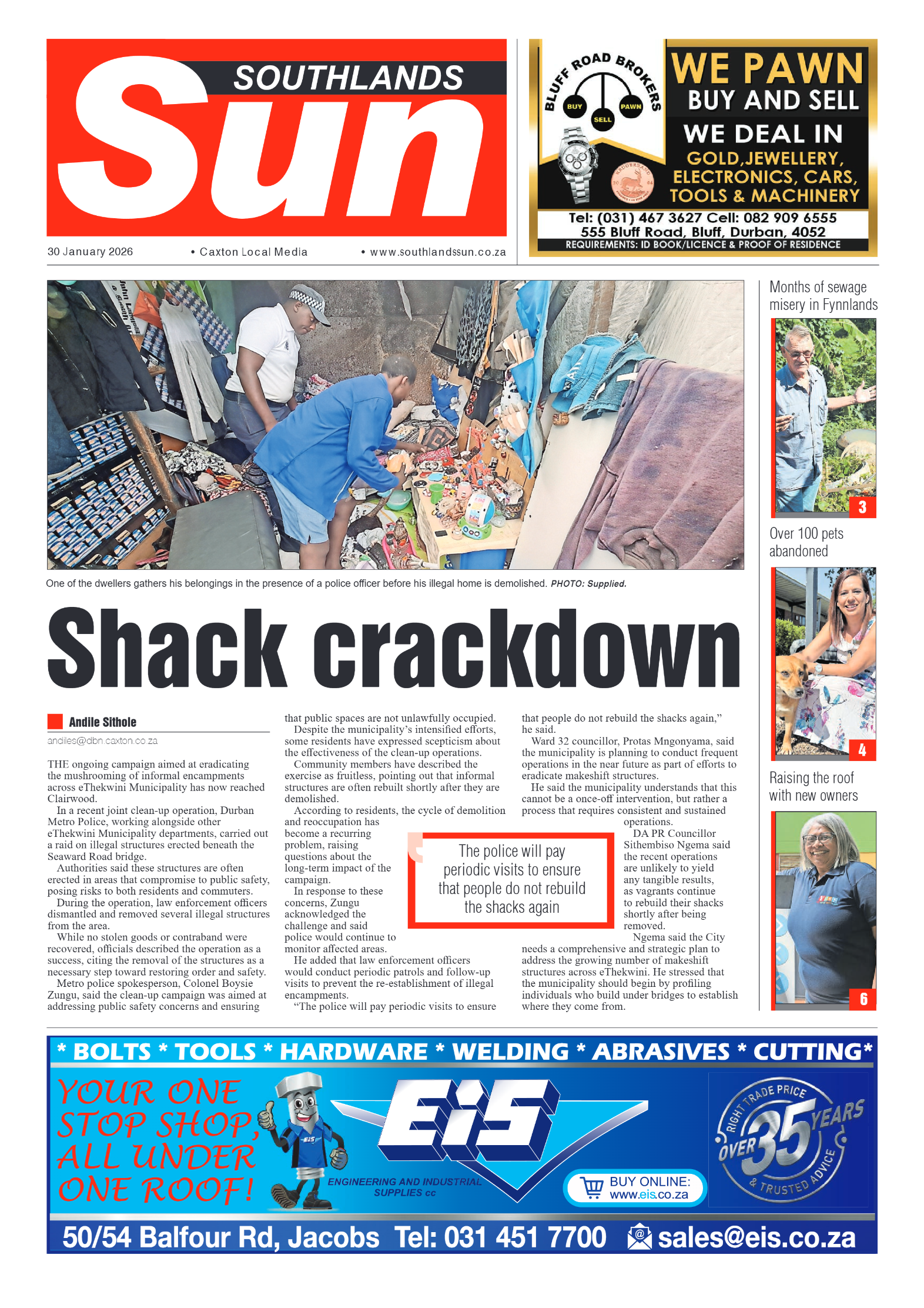 Southlands Sun 30 January 2026 page 1
