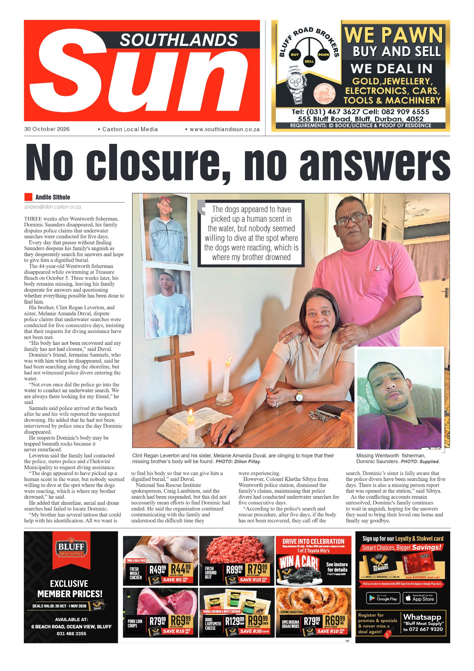 Southlands Sun 30 October 2026 page 1