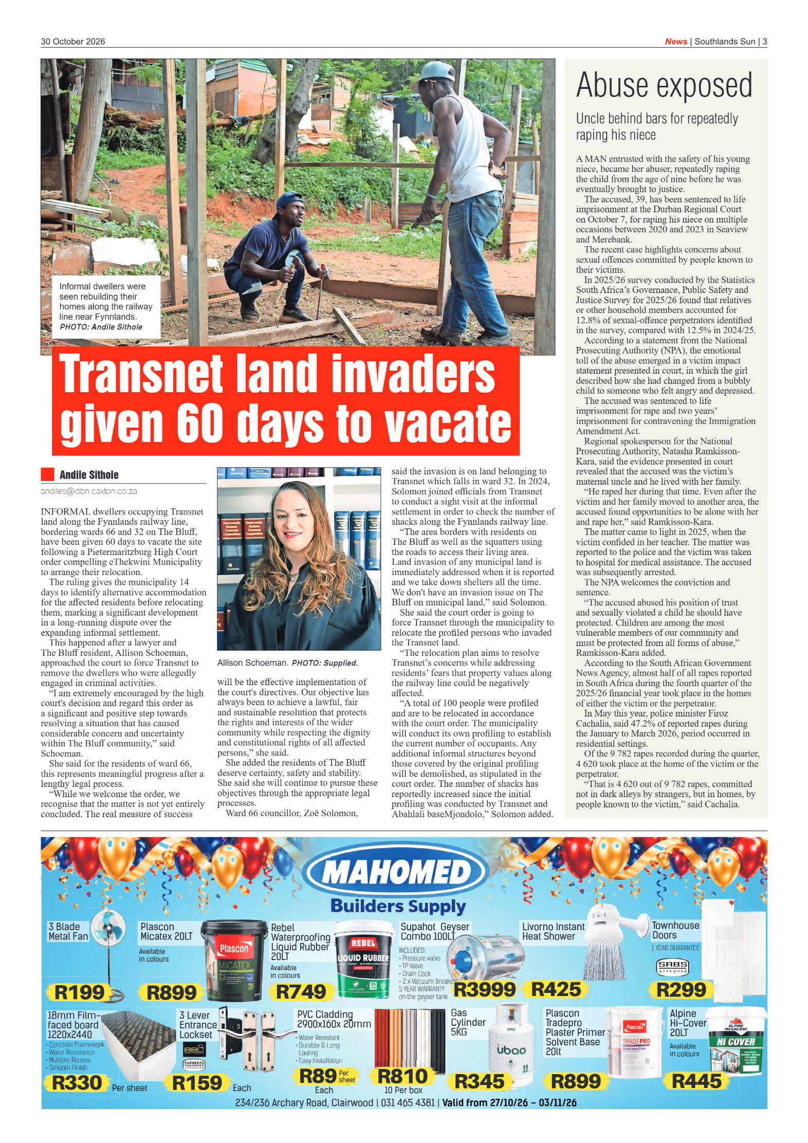 Southlands Sun 30 October 2026 page 3