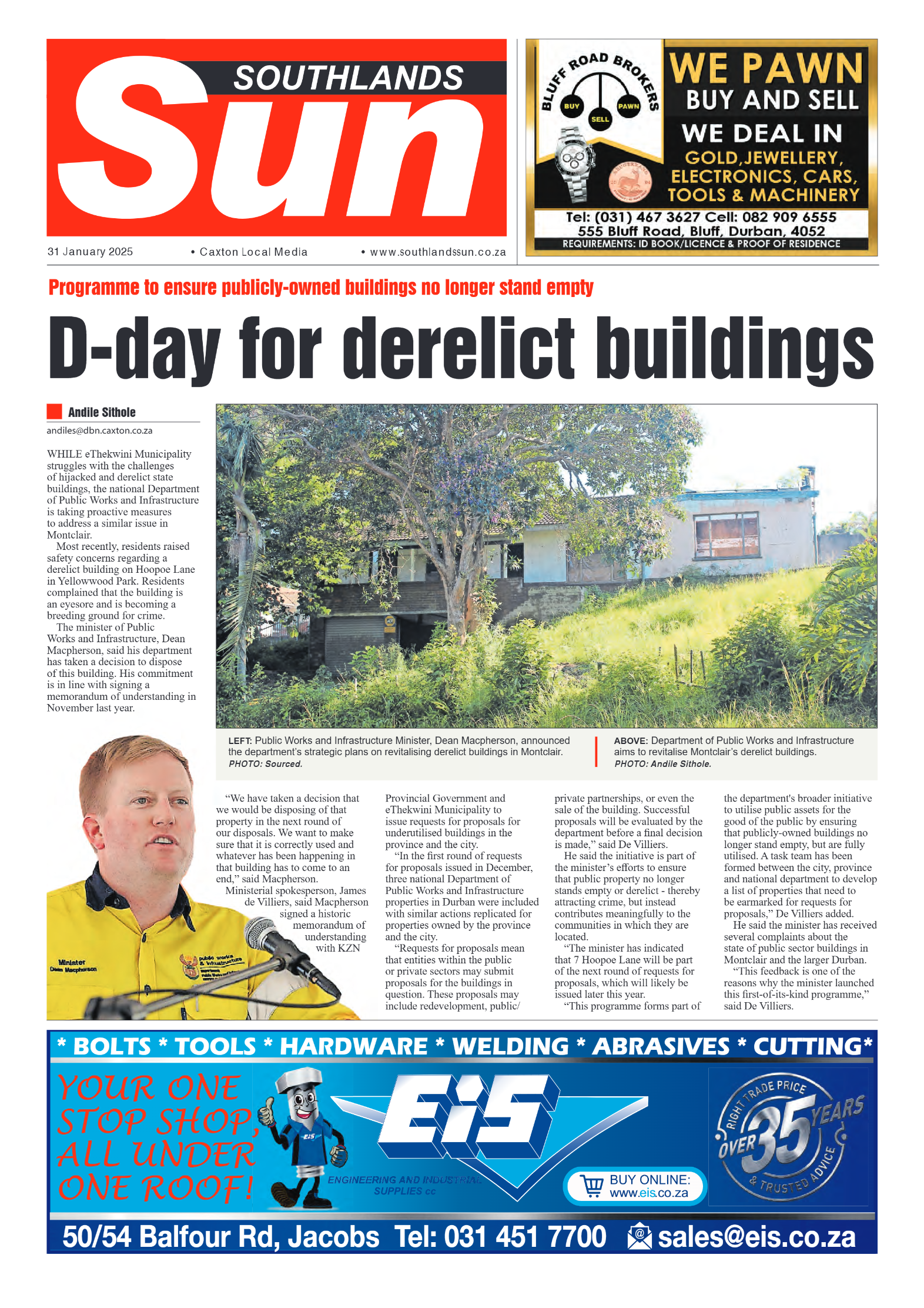 Southlands Sun 31 January 2025 page 1