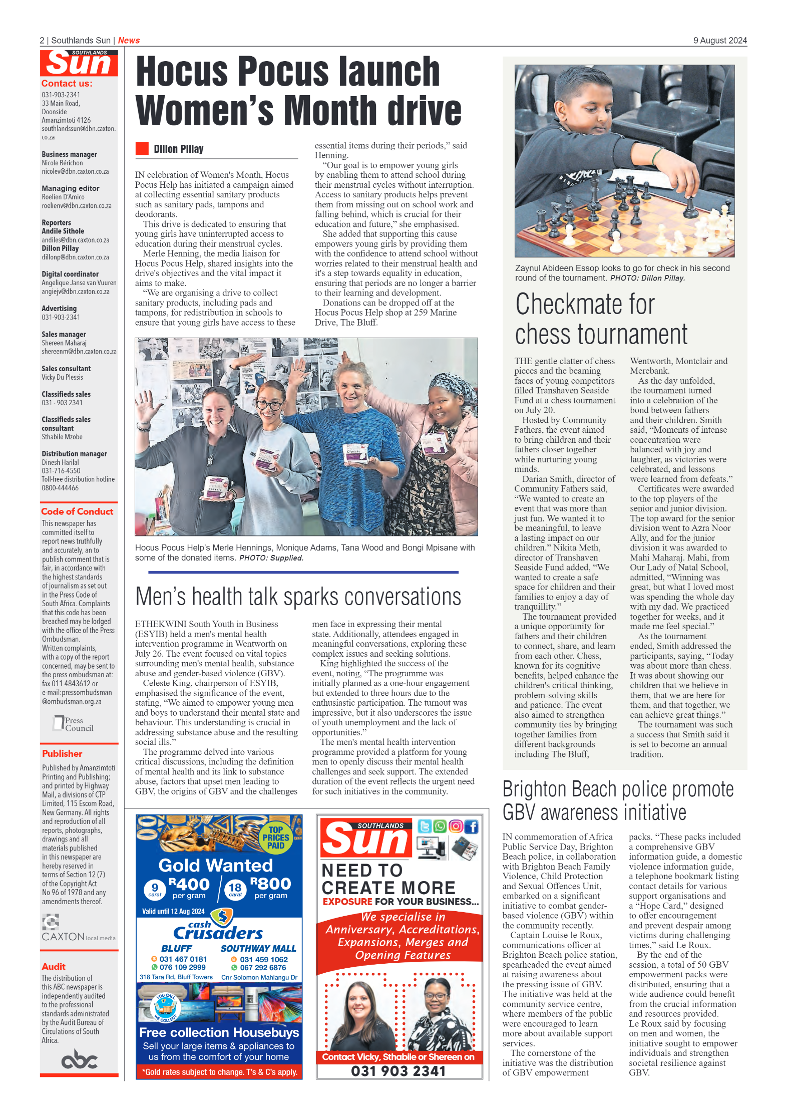 Southlands Sun 9 August 2024 page 2