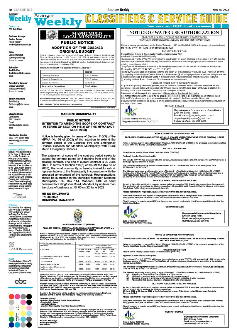 Stanger Weekly 10 June 2022 page 10