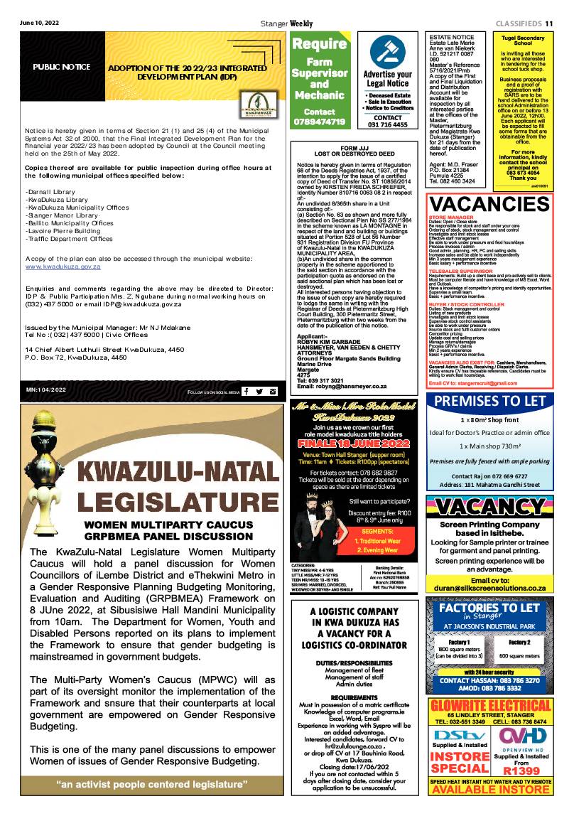 Stanger Weekly 10 June 2022 page 11