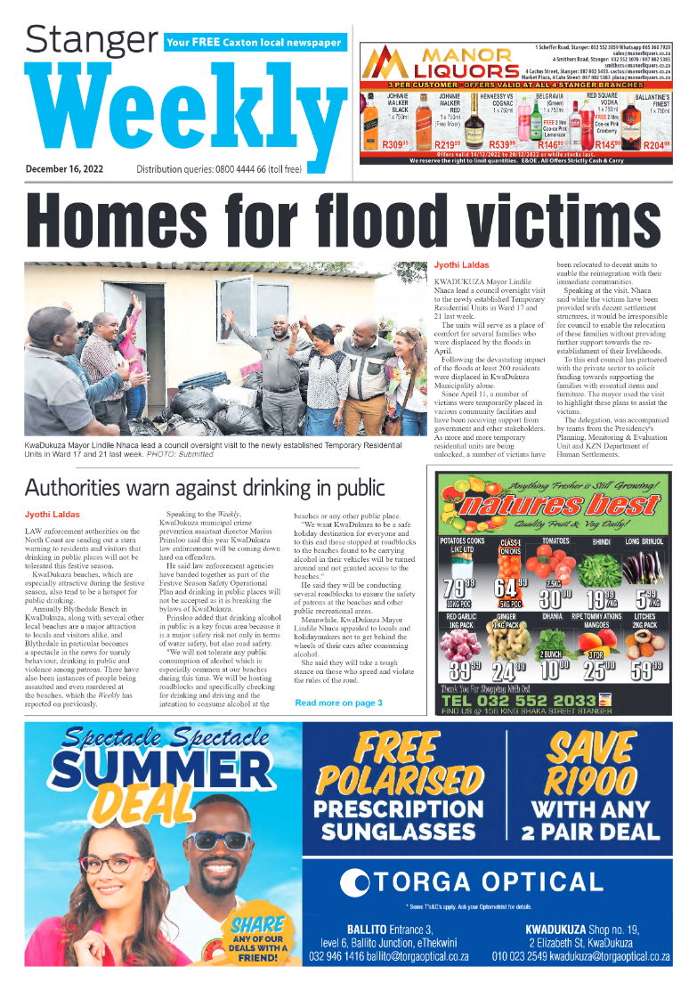 Stanger Weekly 16 December 2022 page 1
