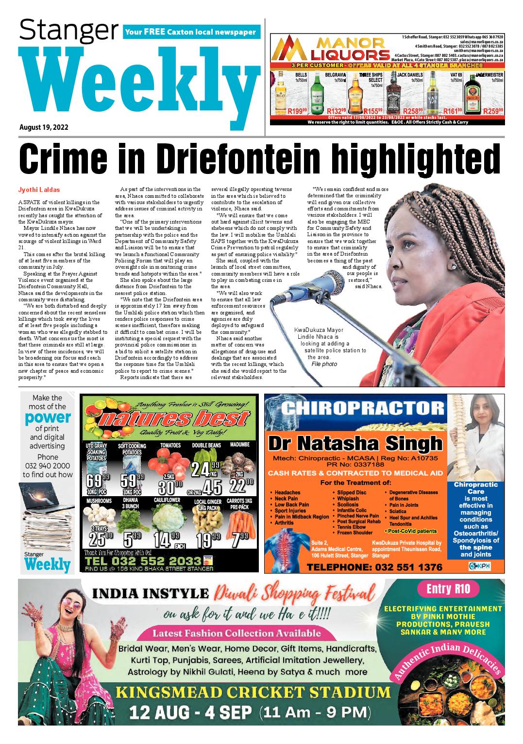 Stanger Weekly 19 August 2022 page 1