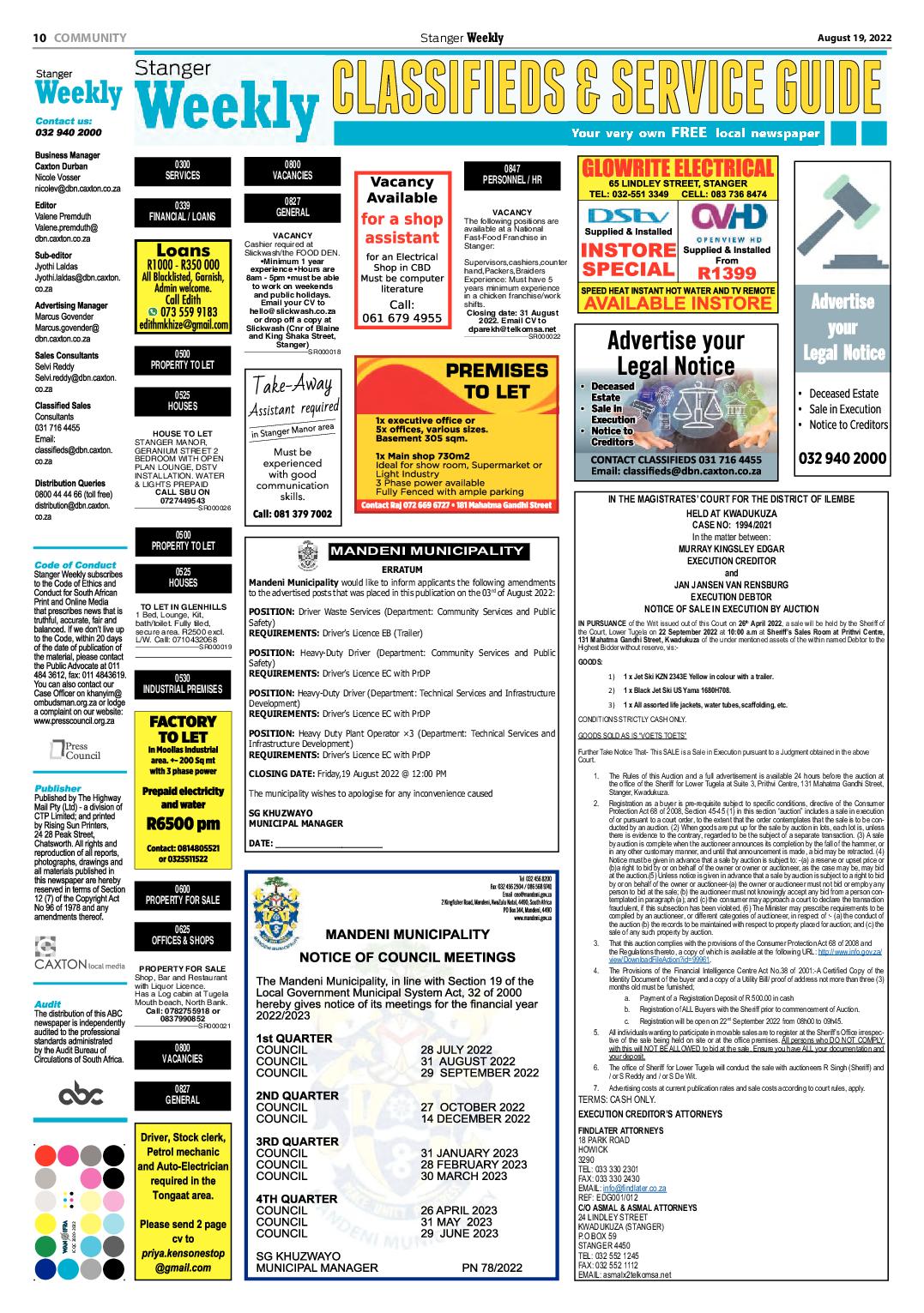 Stanger Weekly 19 August 2022 page 10