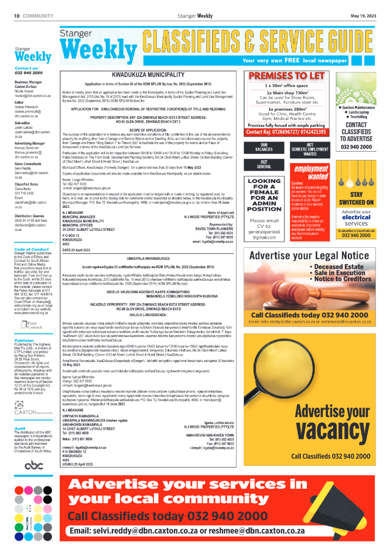 Stanger Weekly 19 May 2023 page 10