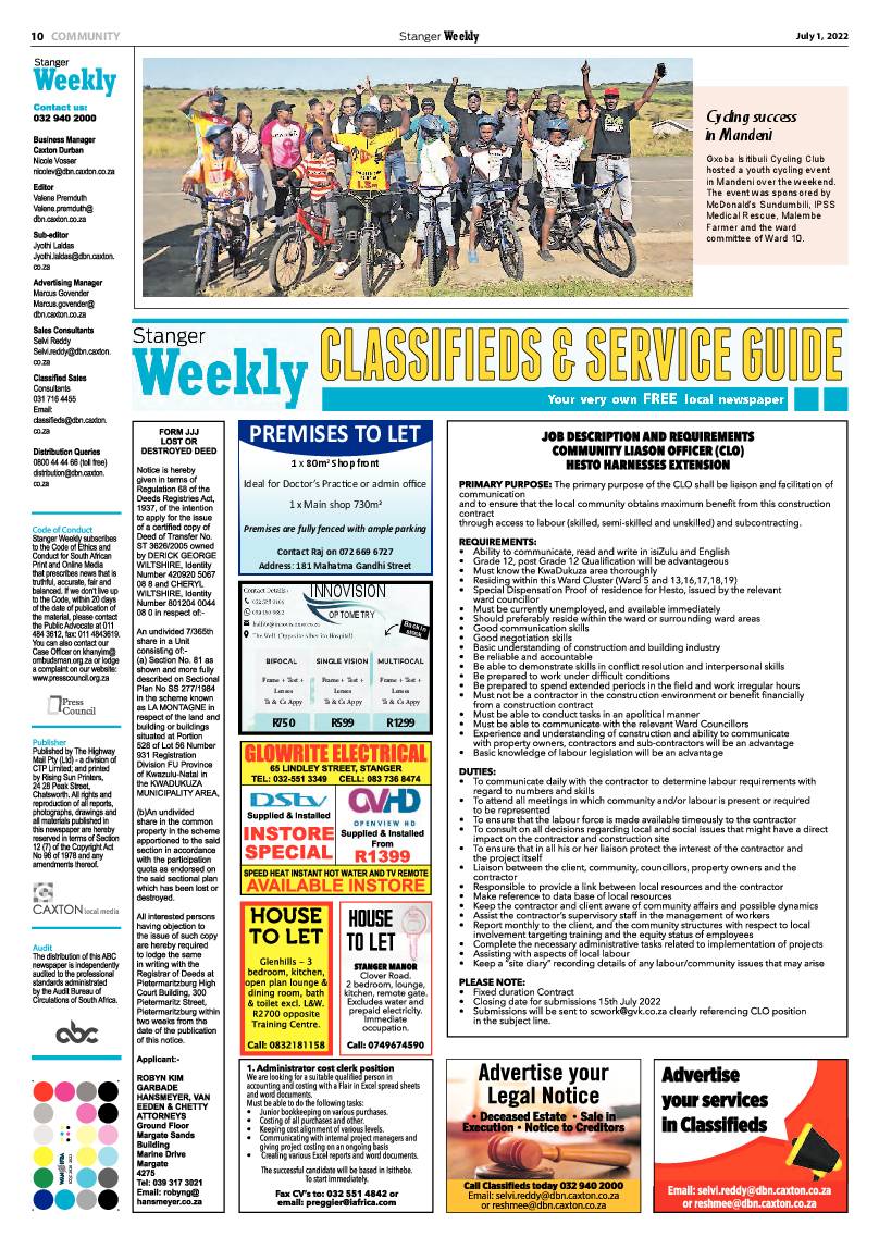 Stanger Weekly 1 July 2022 page 10