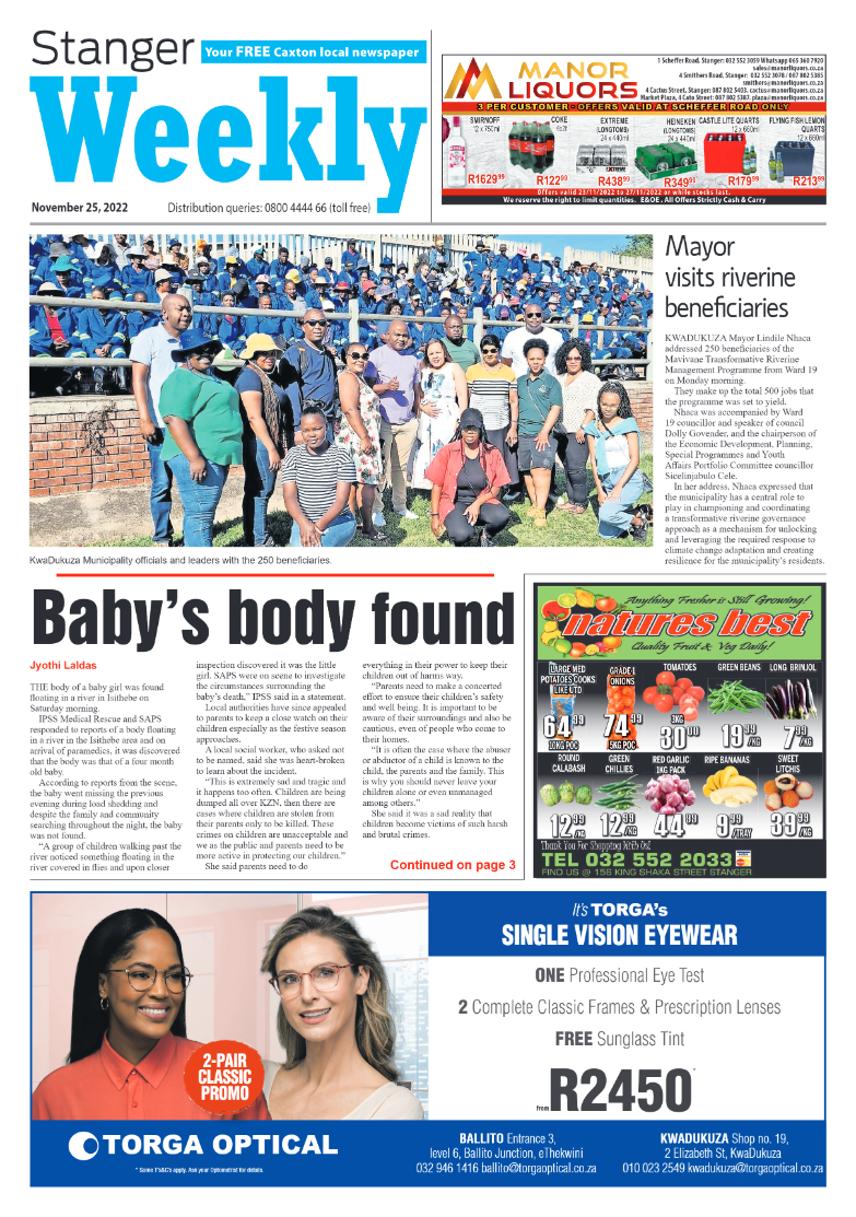 Stanger Weekly 25 November 2022 page 1