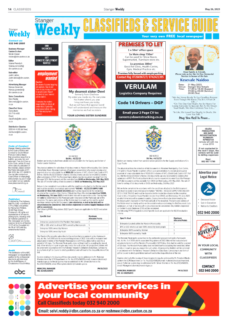 Stanger Weekly 26 May 2023 page 14