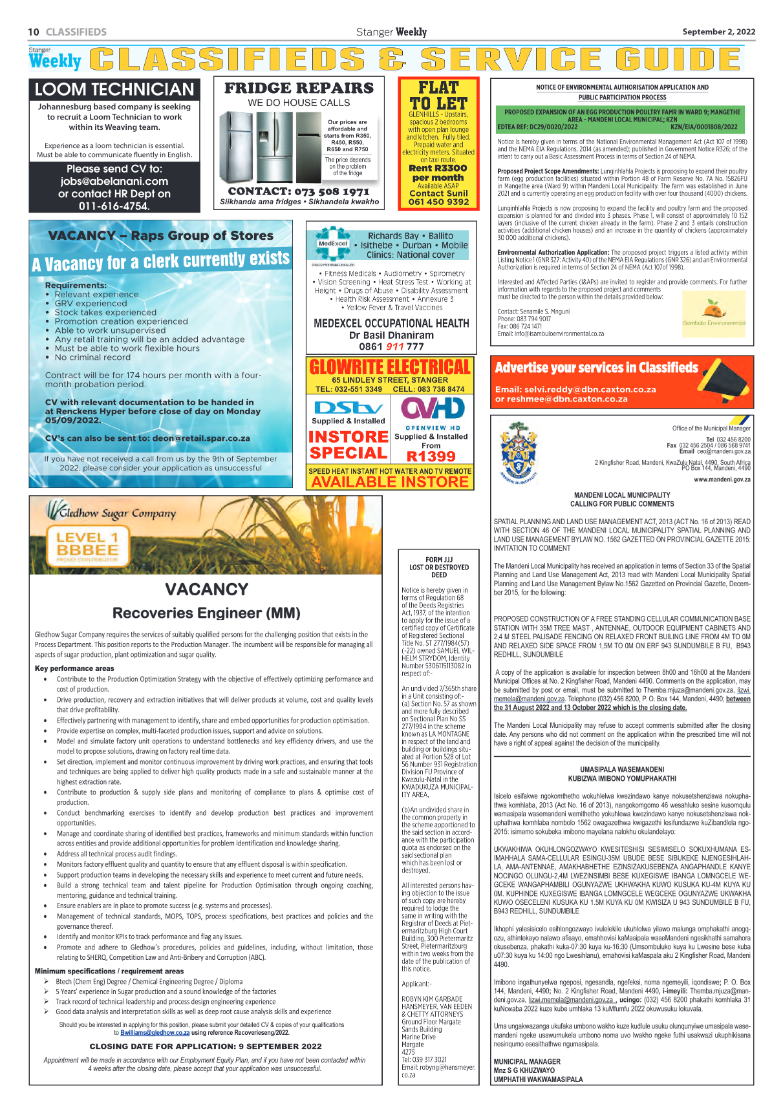 Stanger Weekly 2 September 2022 page 10