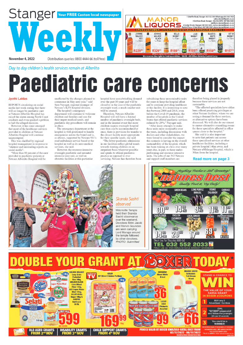 Stanger Weekly 4 November 2022 page 1