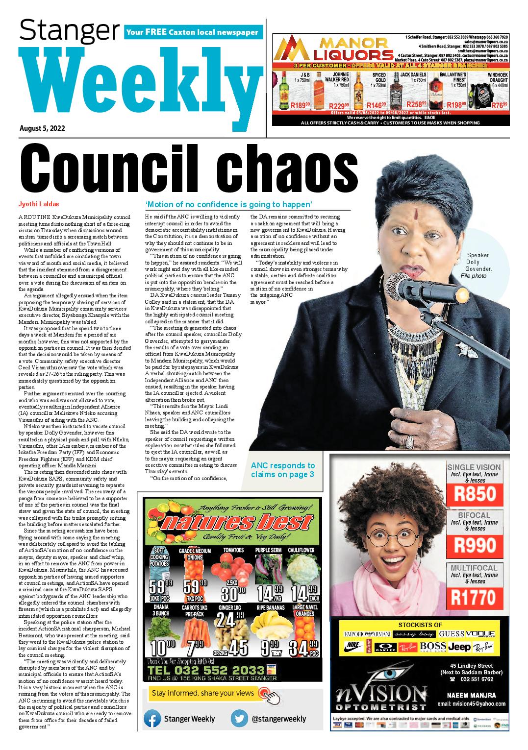 Stanger Weekly 5 August 2022 page 1