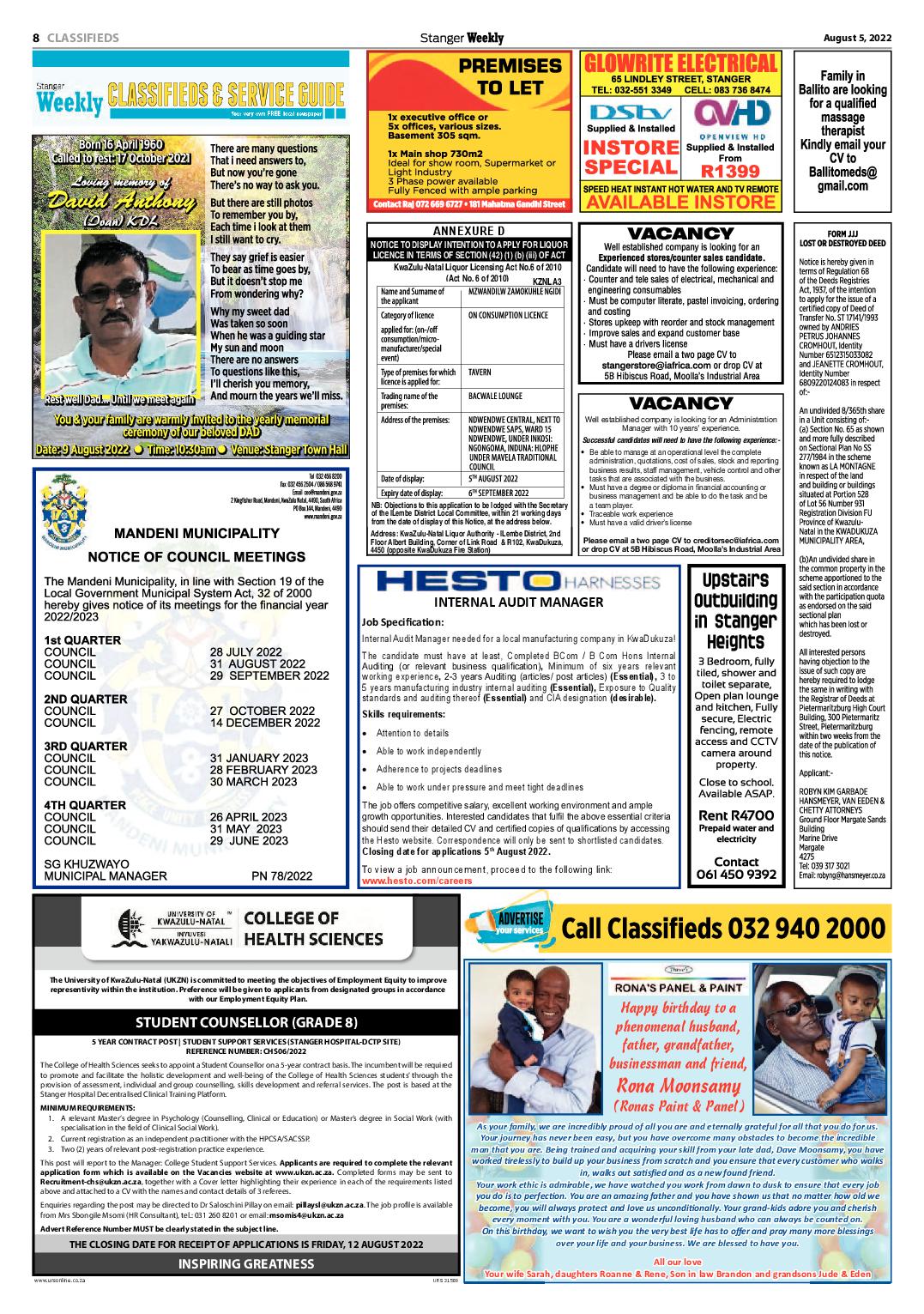 Stanger Weekly 5 August 2022 page 8