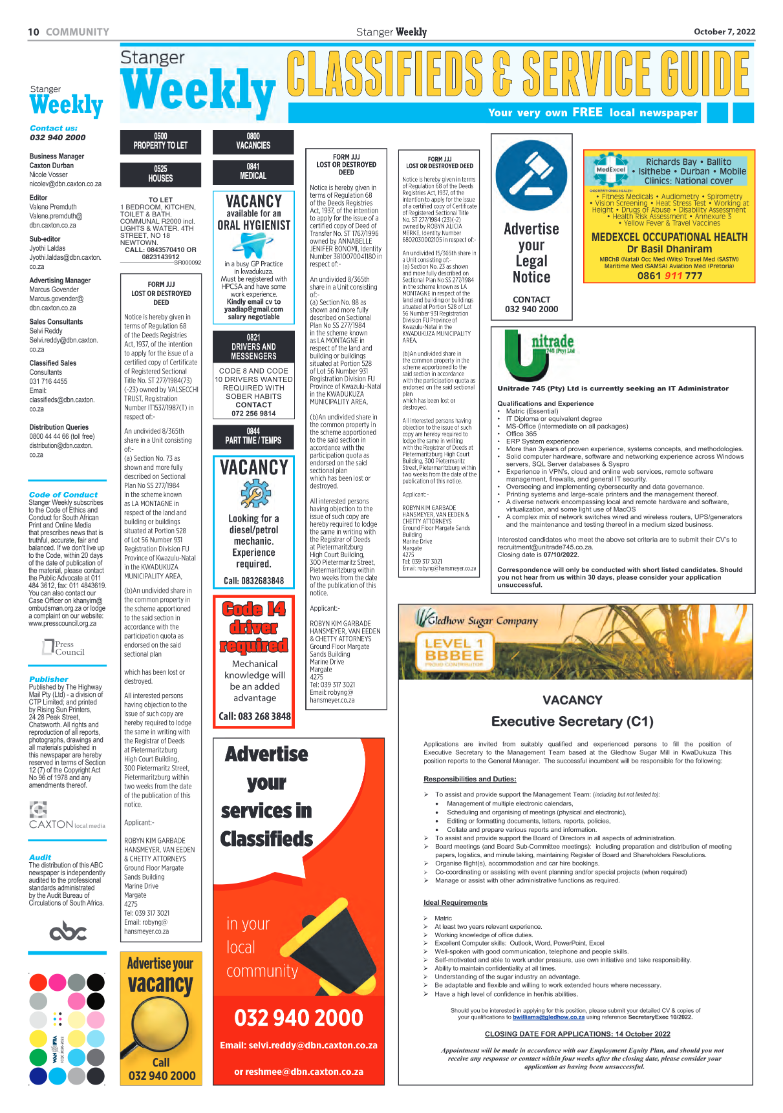 Stanger Weekly 7 October 2022 page 10