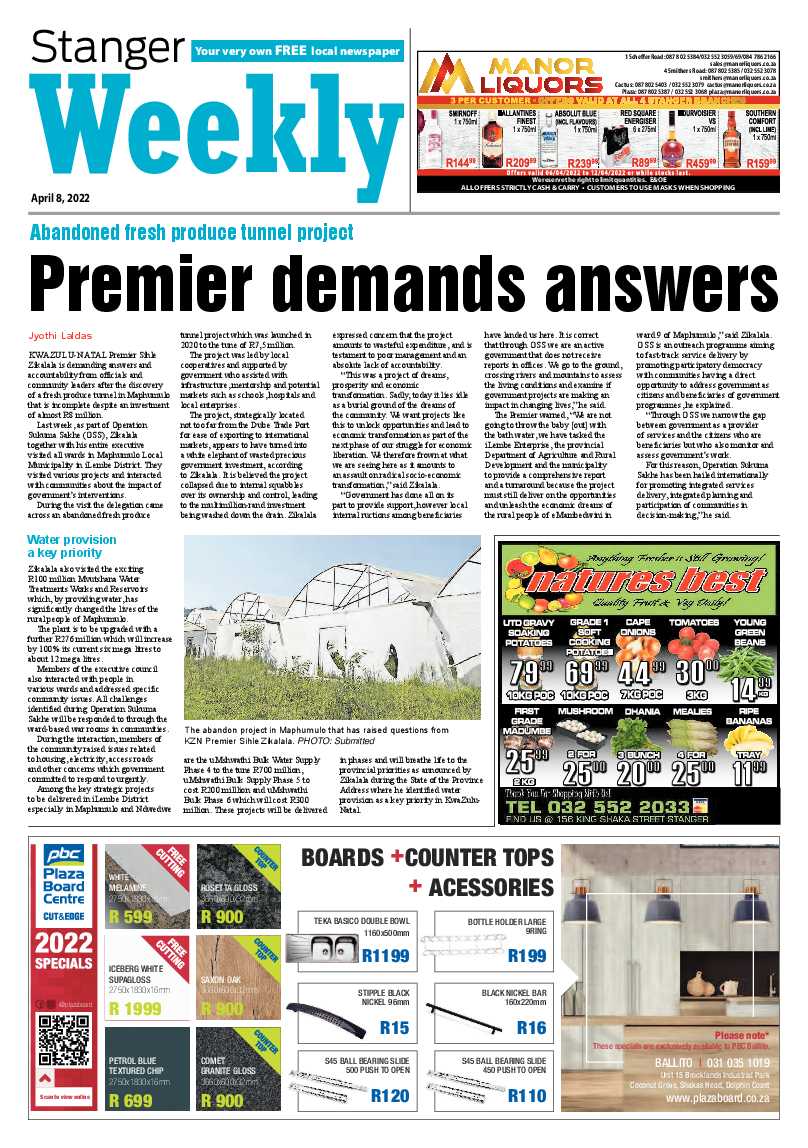 Stanger Weekly 8 April 2022 page 1