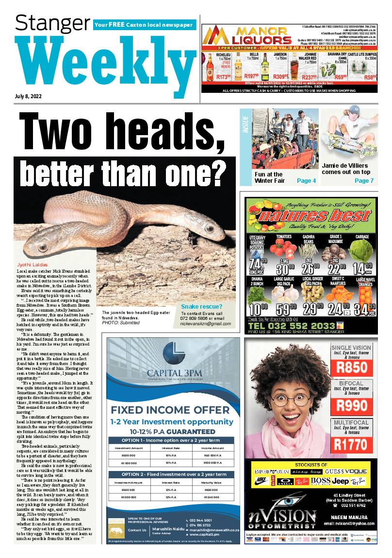 Stanger Weekly 8 July 2022 page 1