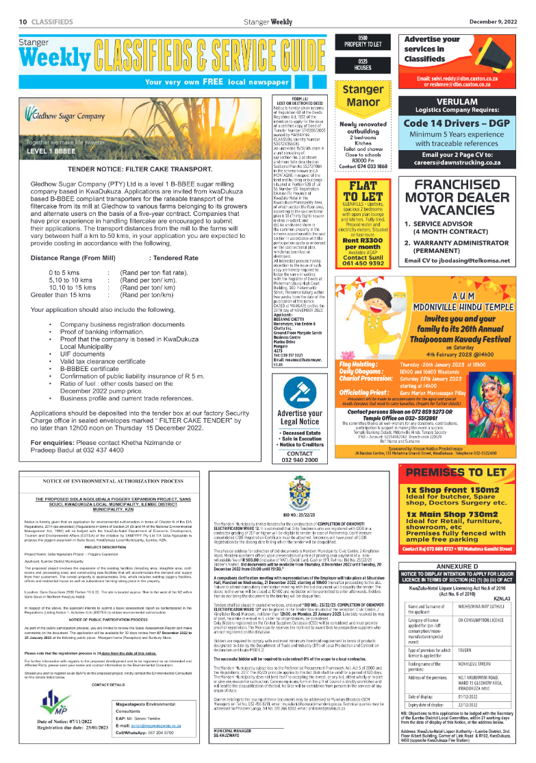 Stanger Weekly 9 December 2022 page 10