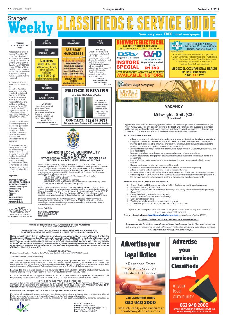 Stanger Weekly 9 September 2022 page 10