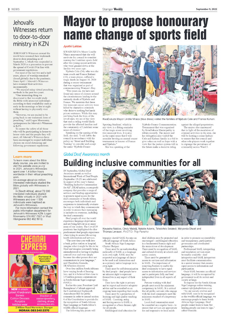 Stanger Weekly 9 September 2022 page 2